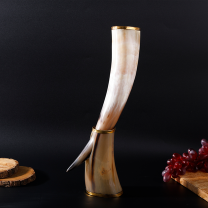 handmade touch viking drinking horn with stand authentic mead mug 16 oz