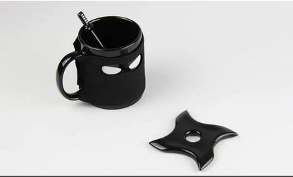 DecorBites™ Black Ninja Mug, Unique Ceramic Tea Cup, Creative Novelty Gift