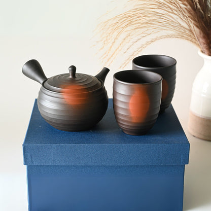 Japanese Kyusu Set - Teapot with Filters (270ml) and Two Cups