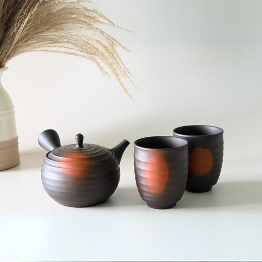 Japanese Kyusu Set - Teapot with Filters (270ml) and Two Cups