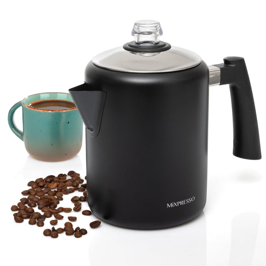 Black Stainless Steel Coffee Percolator Stovetop, Percolator Coffee Pot.