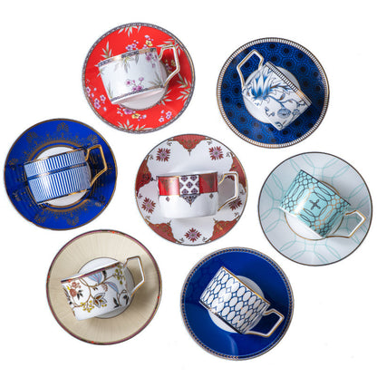 European-Style Elegant High-End Bone China Coffee Cup and Saucer Ceramic Gold Rim British Retro Style
