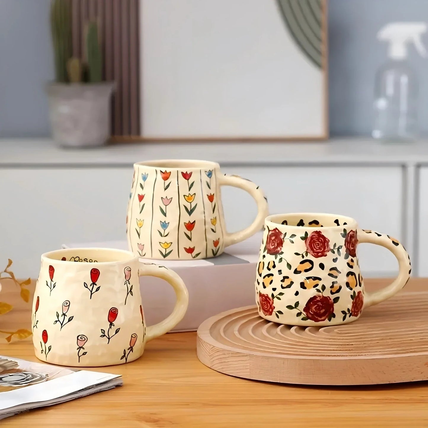 Handmade Botanical  Design Ceramic Mug