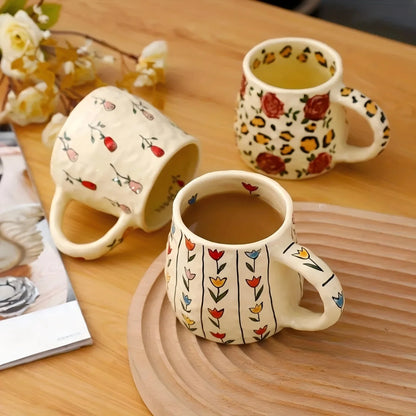 Handmade Botanical  Design Ceramic Mug