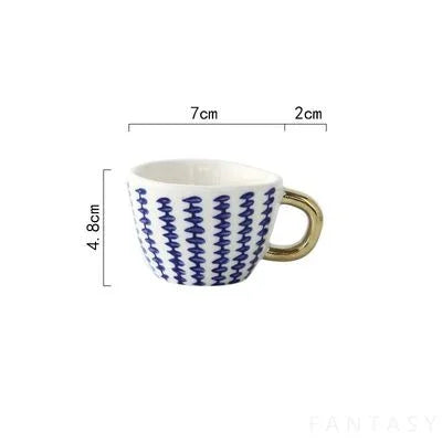 Lechsi Hand-Painted Gold Handle Ceramic Mugs