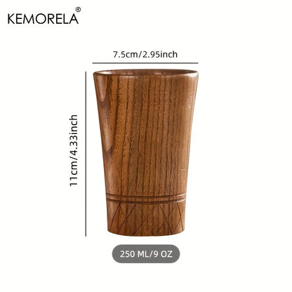 DecorBites™ Handmade Natural Wooden Tea Cups - Set of 2 | Japan Style Cups for Tea, Coffee, Beer, Milk, Water