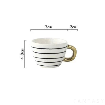 Lechsi Hand-Painted Gold Handle Ceramic Mugs