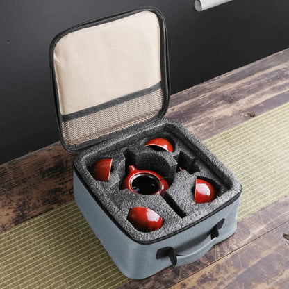 With Travelling Bag 4 Cups Chinese Kung Fu Tea Set Travel Set Ceramic Portable Teapot Porcelain Teaset Gaiwan Tea Cups Tea Tool