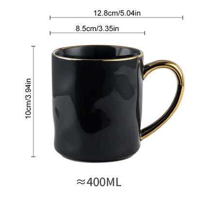 DecorBites™ Nordic Gold Rim Mug Set - Light Luxury Ceramic Coffee Cups with Handle