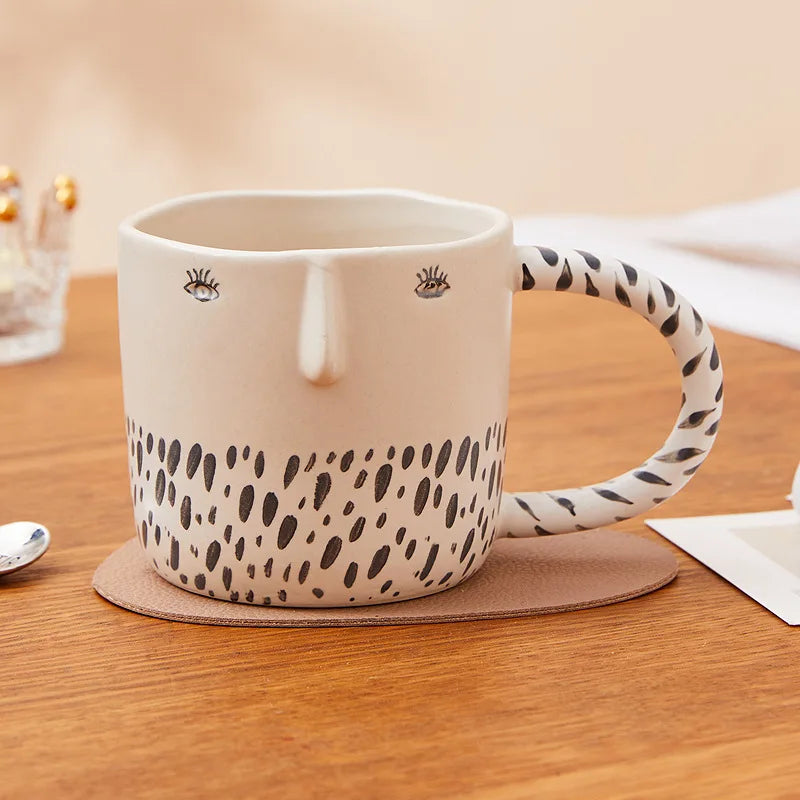 DecorBites™ 340ML Ceramic Coffee Milk Mug with Unique Three-Dimensional Illustration