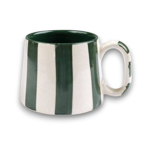 Ceramic olive  Stripe Coffee cup- 220ml (SET OF 4)