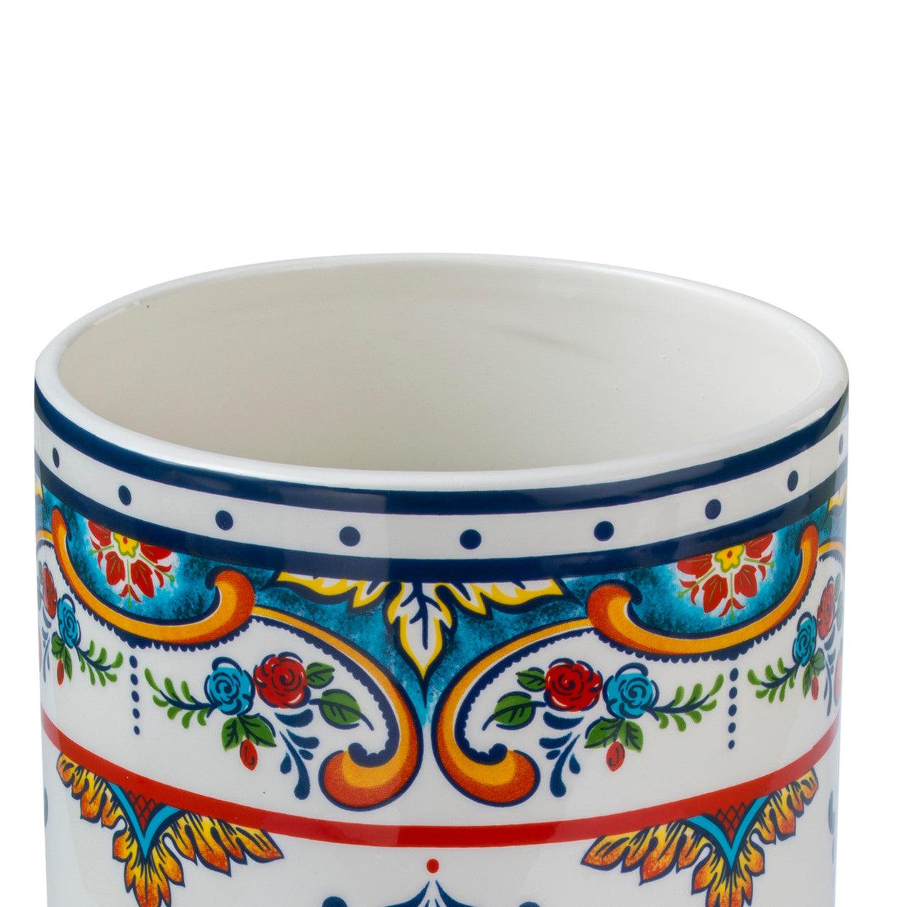 Zanzibar Ceramic Artisan Design Utensil  Crock