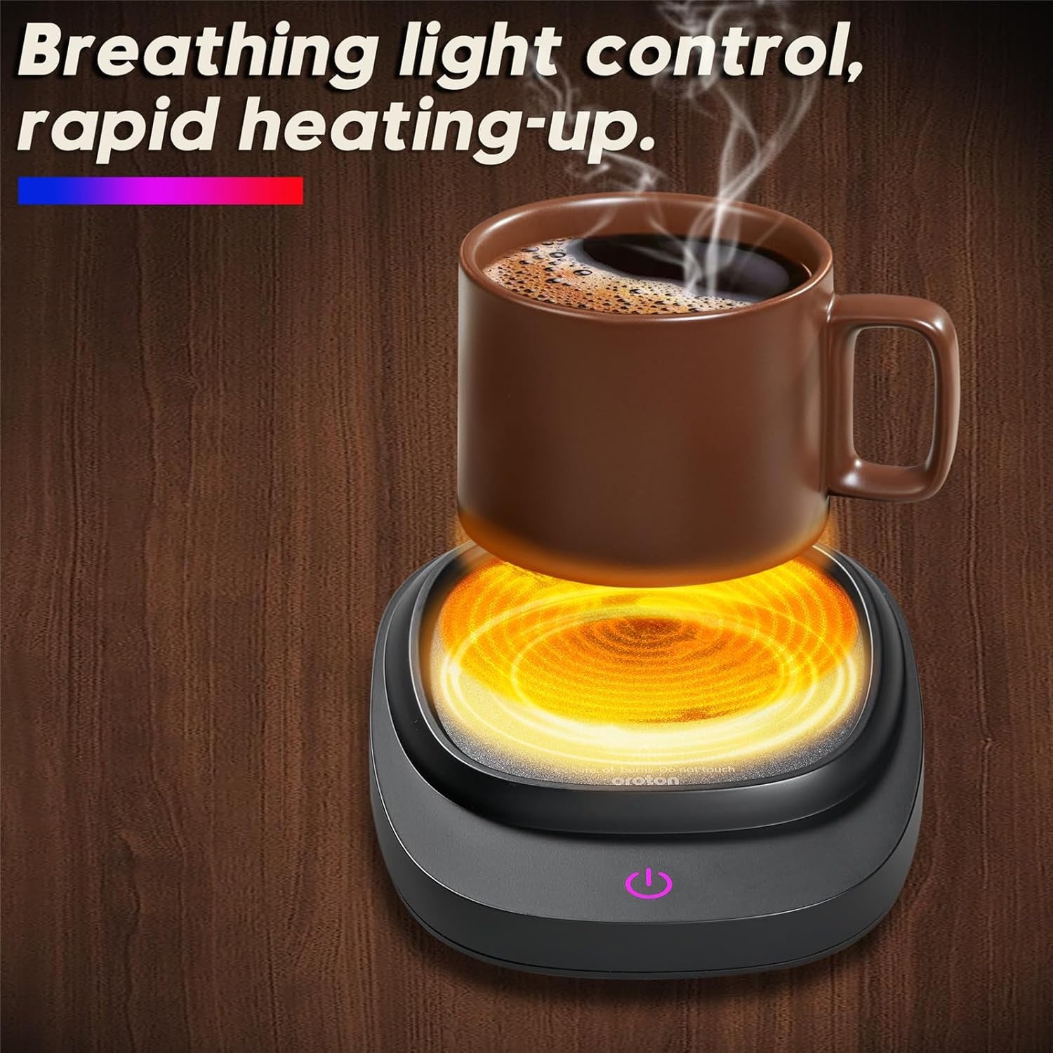Premium Mug Warmer for Coffee and Tea - Smart Desktop Cup Warmer with Auto Shut Off, 3 Temperature Settings & Included Mug - Perfect for Home & Office Use (Black)