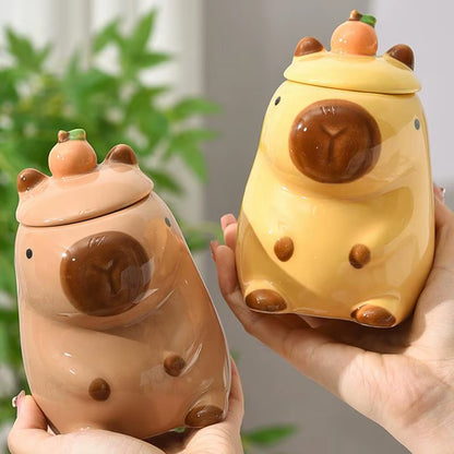 Christmas Mug Ceramic Coffee Mug Tea Mug Novelty Capybara Mug Christmas Gift Cute Milk Coffee Cup Funny Tea Cup with Lid