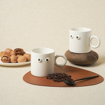 Big Eyes Handmade Ceramic Coffee Mug - Unique, Cute, and Funny