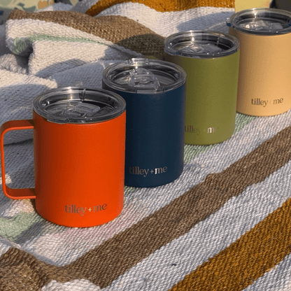 Tilley + Me | Camping Mug Stainless Steel Tumbler – Insulated Hot and Cold Beverage Mug