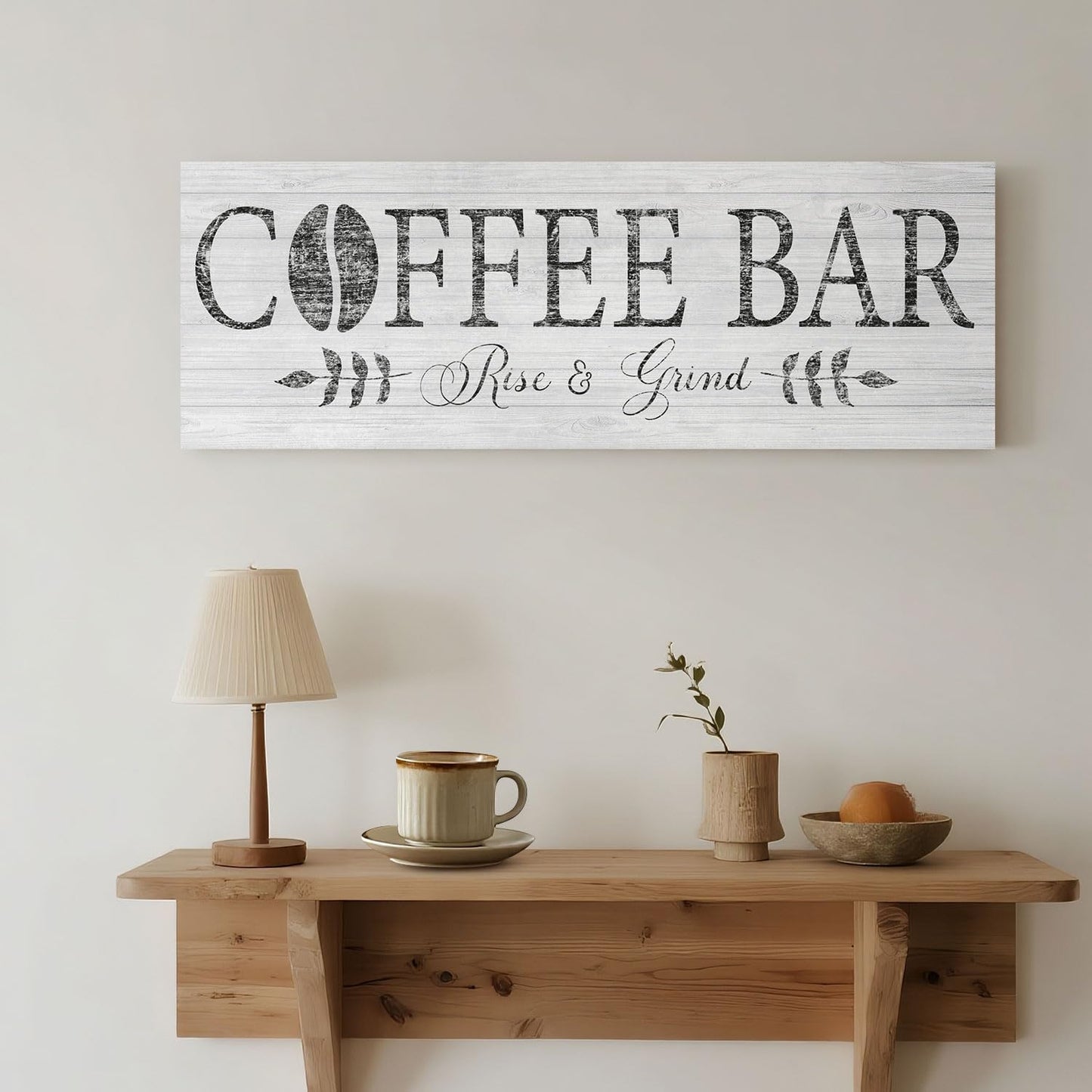 Elevate Your Coffee Experience with the Rise & Grind Rustic Canvas Art - Perfect for Your Kitchen or Bar Station