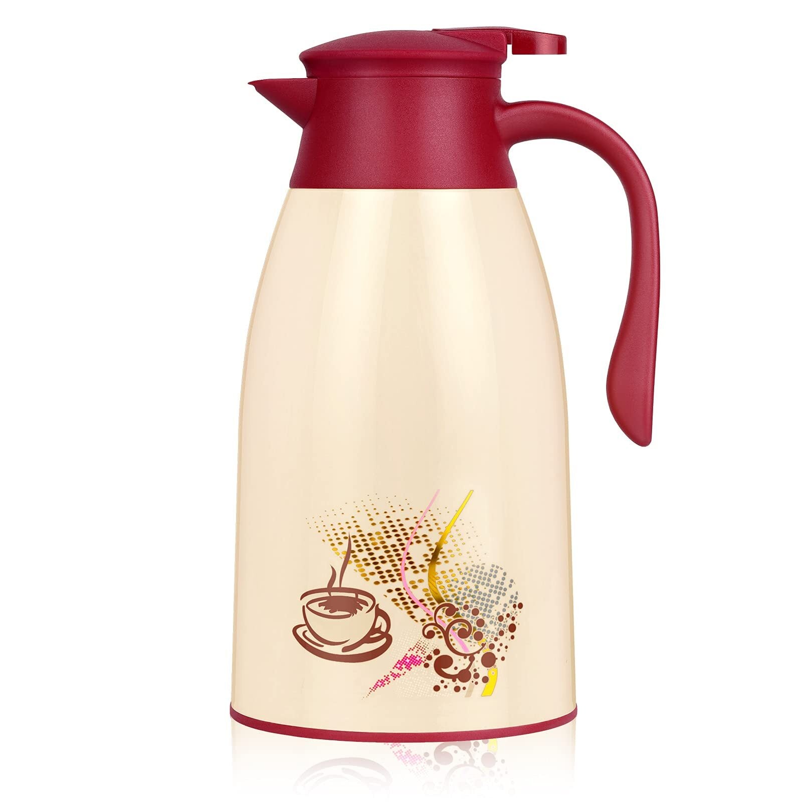 Acechef 40.5 Oz Glass Lined Thermal Carafe, Insulated Coffee Carafe, Coffee T...