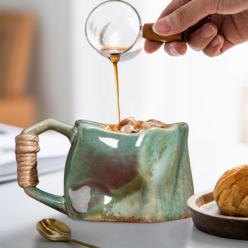 Stoneware Coffee Mugs 250Ml Ceramic Mug Irregular Shape Coffee Cups Aesthetic Mug Safe Water Cup Handmade Pottery for Home Party