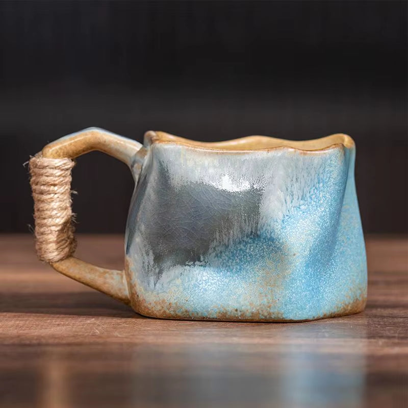 Stoneware Coffee Mugs 250Ml Ceramic Mug Irregular Shape Coffee Cups Aesthetic Mug Safe Water Cup Handmade Pottery for Home Party