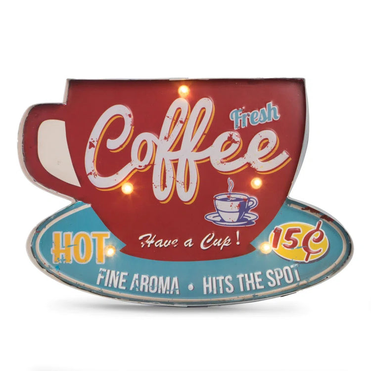 Charming 11'' LED Marquee Sign for Coffee Lovers - Vintage Food & Beverage Decor