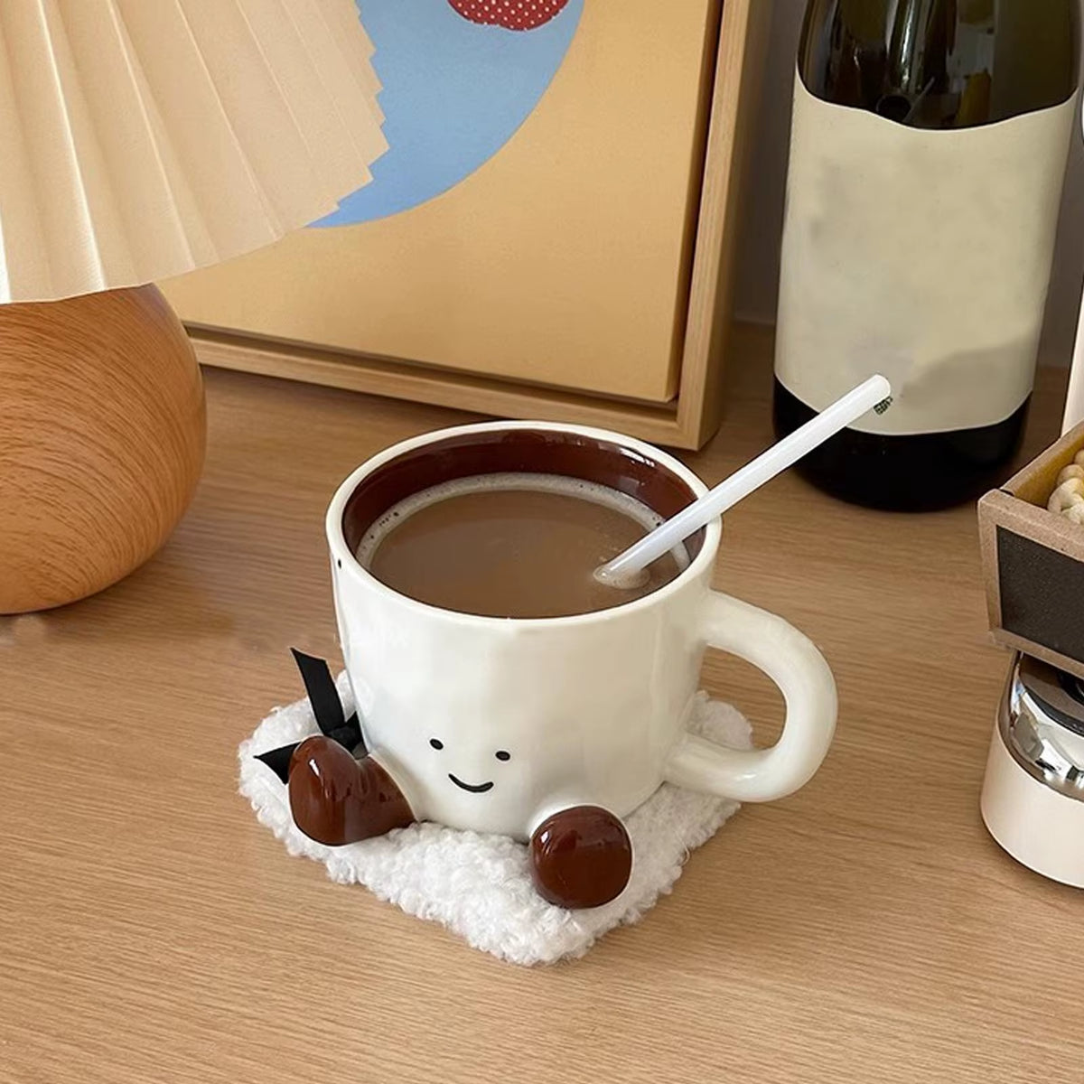 Adorable Ceramic Coffee Mug Feet Cup Beverage Container Funny Latte Milk Mug Cute Smiling Face Ceramic Cup Foot-Shaped Mug