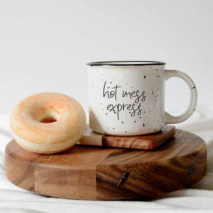 Hot Mess Express Oversized Campfire Mug Black Rim Limited Edition, Double-Sided