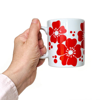 White Porcelain with Red Flowers Mug