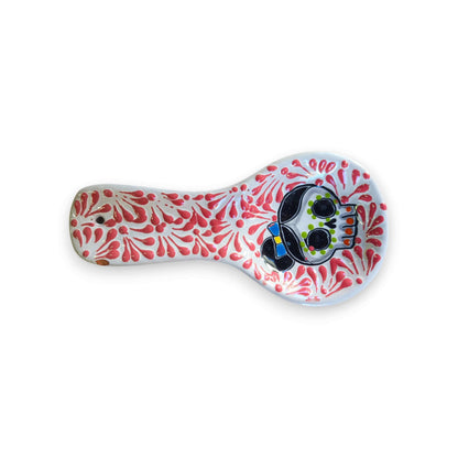 Colorful Talavera Skull Spoon Rest | Mexican Kitchen Art